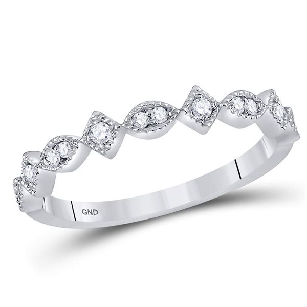 Diamond Geometric Stackable Band Ring 1/10 Cttw 14kt White Gold