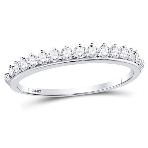 Diamond Modern Style Stackable Band Ring 1/3 Cttw 10kt White Gold