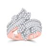 Image 1 : Baguette Diamond Bypass Cluster Fashion Ring 1-1/3 Cttw 14kt Rose Gold