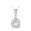 Image 1 : Diamond Solitaire Square Framed Pendant 1/2 Cttw 10kt White Gold