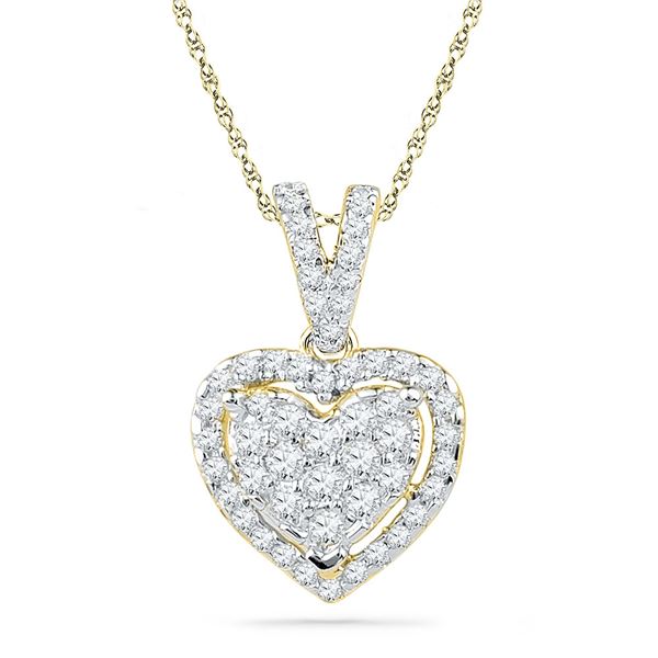 Diamond Heart Pendant 1/5 Cttw 10kt Yellow Gold