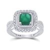 Image 1 : Cushion Emerald Diamond Halo Solitaire Ring 2-1/4 Cttw 14kt White Gold