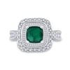Image 4 : Cushion Emerald Diamond Halo Solitaire Ring 2-1/4 Cttw 14kt White Gold