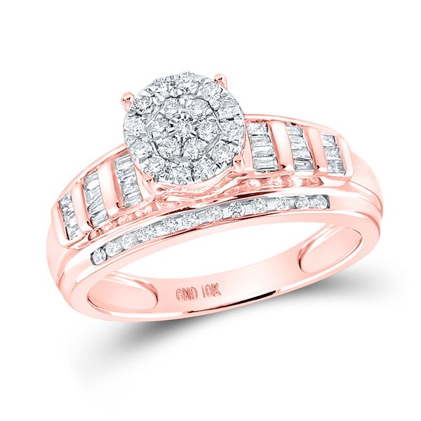 Diamond Cluster Bridal Wedding Engagement Ring 1/2 Cttw 10kt Rose Gold