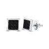 Image 1 : Sterling Silver Mens Black Color Enhanced Diamond Square Earrings 1/20 Cttw Sterling Silver