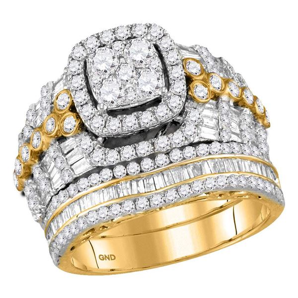 Diamond Bridal Wedding Ring Band Set 2-1/2 Cttw 14kt Yellow Gold