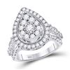 Image 1 : Diamond Pear Teardrop Ring 1-3/4 Cttw 14kt White Gold