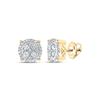 Image 1 : Diamond Cluster Earrings 1/2 Cttw 10kt Yellow Gold
