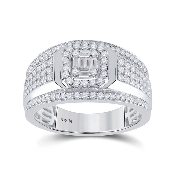 Baguette Diamond Square Cluster Ring 1 Cttw 14kt White Gold