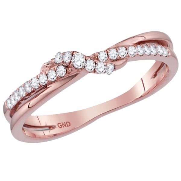 Diamond Crossover Stackable Band Ring 1/6 Cttw 14kt Rose Gold