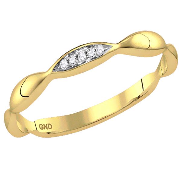 Diamond Contoured Stackable Band Ring .02 Cttw 14kt Yellow Gold