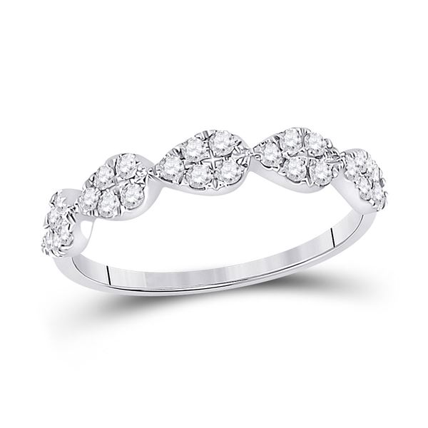 Diamond Teardrop Stackable Band Ring 1/3 Cttw 10kt White Gold