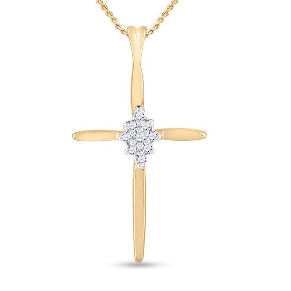 Diamond Cross Pendant 1/12 Cttw 10kt Yellow Gold