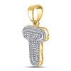 Image 2 : Mens Diamond Letter T Bubble Initial Charm Pendant 3/8 Cttw 10kt Yellow Gold