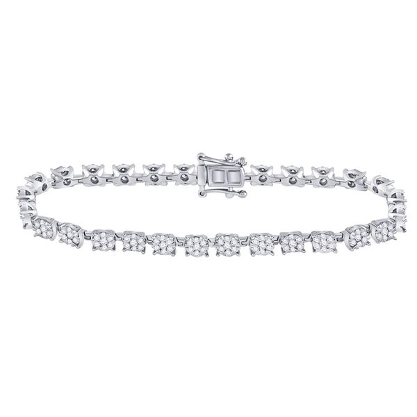 Diamond Cluster Tennis Bracelet 3 Cttw 14kt White Gold