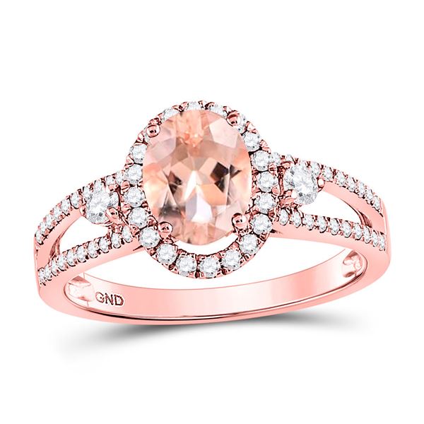 Oval Morganite Solitaire Ring 1-3/8 Cttw 14kt Rose Gold
