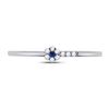 Image 2 : Blue Sapphire Diamond Stackable Band Ring 1/12 Cttw 10kt White Gold