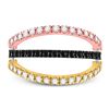 Image 4 : Black Color Enhanced Diamond Convertible Band Ring 1 Cttw 10kt Tri-Tone Gold