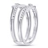 Image 3 : Diamond Pointed Ring Guard Wedding Enhancer Band 1/5 Cttw 14kt White Gold