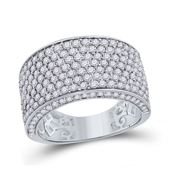 Mens Diamond Pave Band Ring 3-1/5 Cttw 14kt White Gold