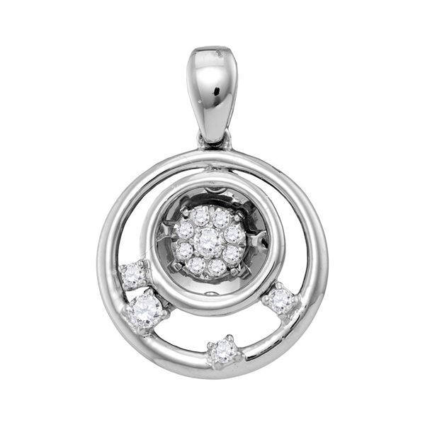 Diamond Circle Cluster Pendant 1/8 Cttw 10kt White Gold