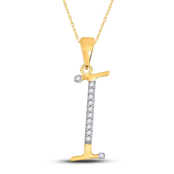 Diamond I Initial Letter Pendant 1/12 Cttw 10kt Yellow Gold