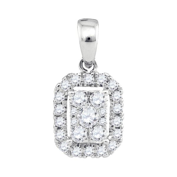 Diamond Cluster Pendant 1/3 Cttw 14kt White Gold