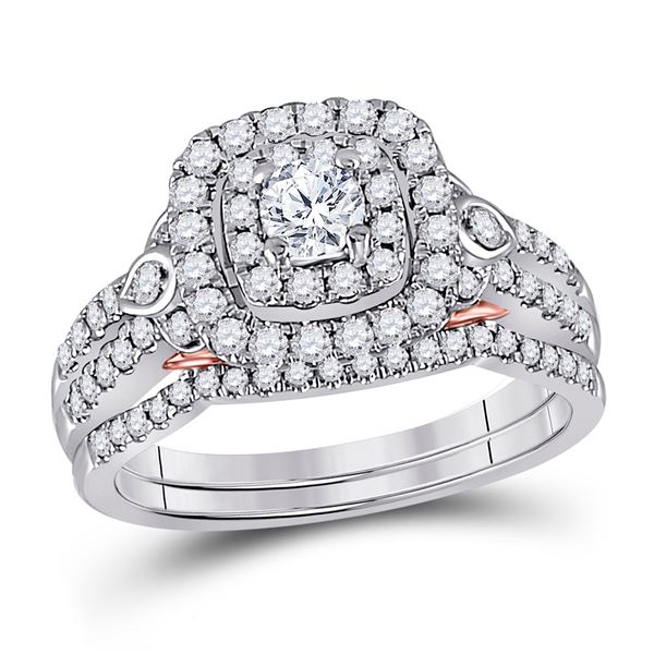 Diamond Bridal Wedding Ring Band Set 1 Cttw 14kt Two-tone Gold