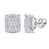 Image 1 : Baguette Diamond Cluster Earrings 1/2 Cttw 14kt White Gold