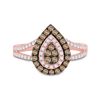 Image 2 : Brown Diamond Teardrop Ring 3/4 Cttw 14kt Rose Gold