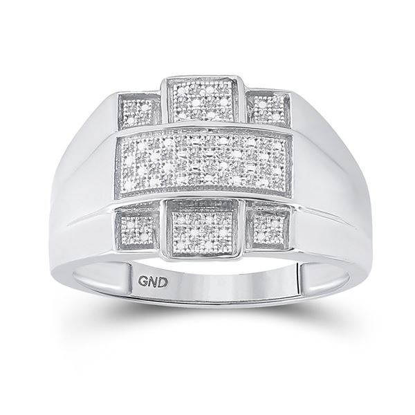 Sterling Silver Mens Diamond Cross Fashion Ring 1/6 Cttw Sterling Silver