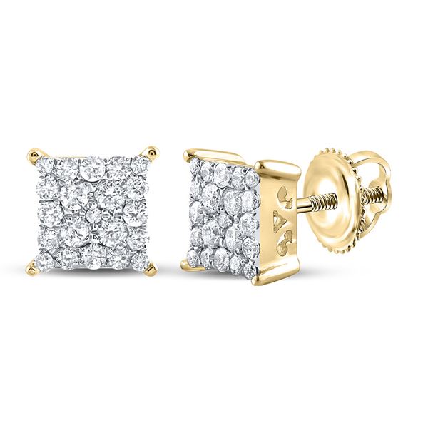 Diamond Square Earrings 1/4 Cttw 10kt Yellow Gold