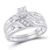 Image 2 : Sterling Silver His Hers Diamond Cross Matching Wedding Set 1/5 Cttw Sterling Silver