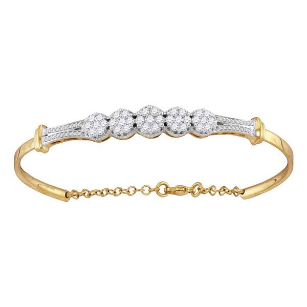 Diamond Cluster Promise Bangle Bracelet 1 Cttw 10kt Yellow Gold
