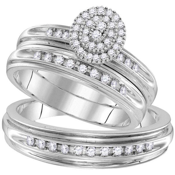 His Hers Diamond Oval Matching Wedding Set 1/2 Cttw 10kt White Gold