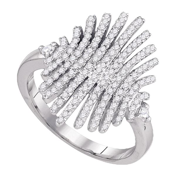 Wide Luxury Cocktail Band Ring 1/2 Cttw 10k White Gold