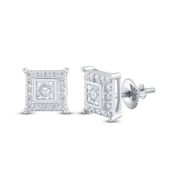 Diamond Square Earrings 1/20 Cttw Sterling Silver