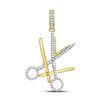 Image 1 : Mens Diamond Barber Scissors Charm Pendant 1/2 Cttw 10kt Yellow Gold