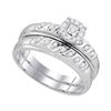 Image 2 : His Hers Diamond Cluster Matching Wedding Set 1/3 Cttw 10kt White Gold