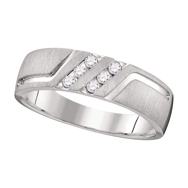 Mens Diamond Wedding Anniversary Band Ring 1/6 Cttw 14k White Gold
