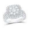 Image 1 : Diamond Right Hand Cluster Cushion Ring 1-1/2 Cttw 14kt White Gold