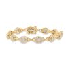 Image 1 : Baguette Diamond Oval Link Bracelet 2 Cttw 14kt Yellow Gold