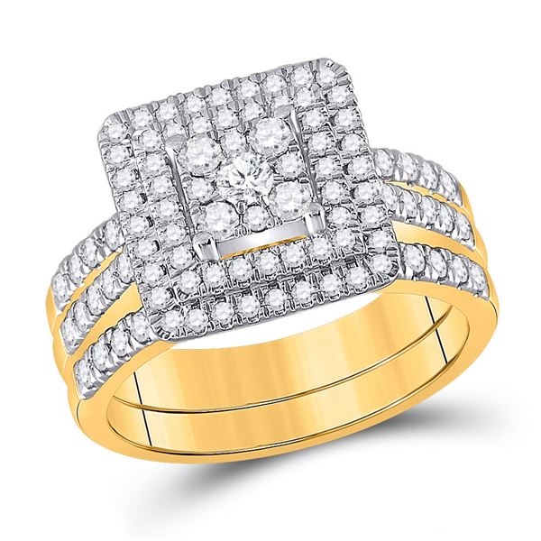 Diamond Bridal Wedding Ring Band Set 1 Cttw 10kt Yellow Gold