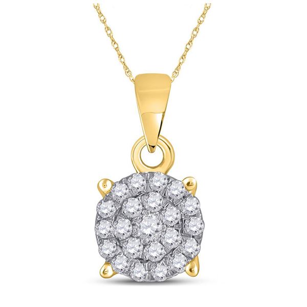 Diamond Cluster Pendant 1/4 Cttw 10kt Yellow Gold