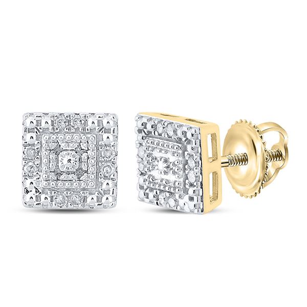 Diamond Square Earrings 1/8 Cttw 10kt Yellow Gold