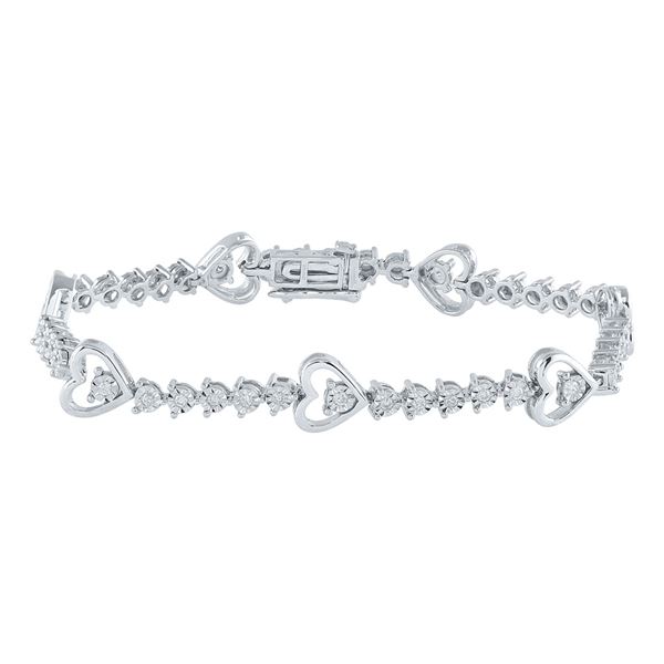 Diamond Heart Tennis Bracelet 1/2 Cttw Sterling Silver