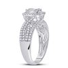 Image 3 : Baguette Diamond Square Cluster Ring 3/4 Cttw 14kt White Gold