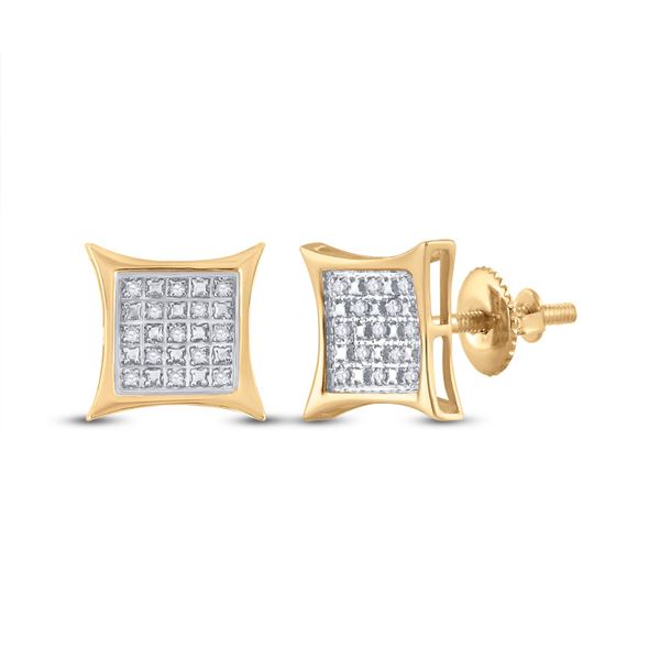 Yellow-tone Sterling Silver Mens Diamond Kite Square Earrings 1/10 Cttw Yellow-tone Sterling Silver