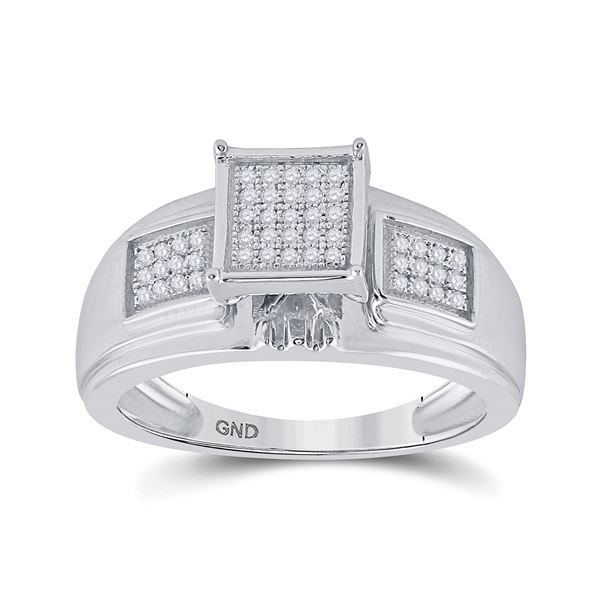 Diamond Square Ring 1/6 Cttw Sterling Silver