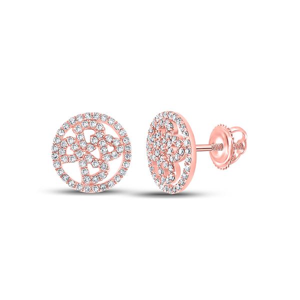 Diamond Heart Circle Earrings 1/2 Cttw 10kt Rose Gold